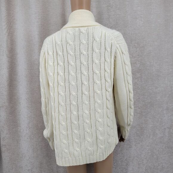 Eileen Vintage Cable Knit Women's Sweater Open Style Cardigan Off White - Picture 6 of 11